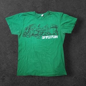 Simple Plan Band Tour Tee. Alstyle Green Graphic Tee Vintage 2012